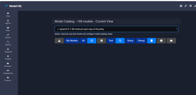 Agent settings — model selection confirmed